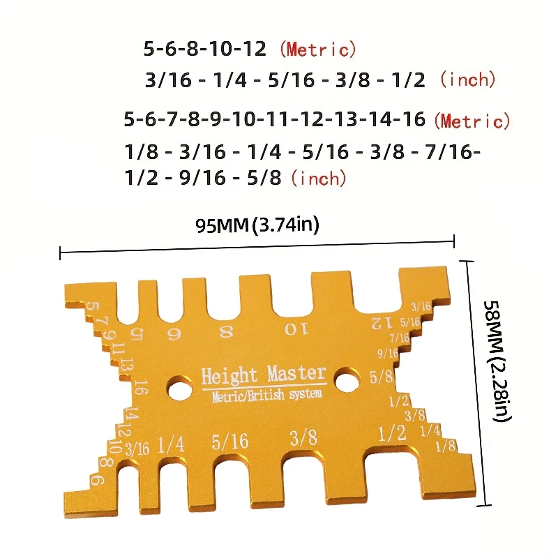 Precision Measure Tenon Gaps - Metric/Inch Dovetail Jig - Woodworking Tenon Gaps Gauge Measuring Card Aluminum Alloy Depth Gauge