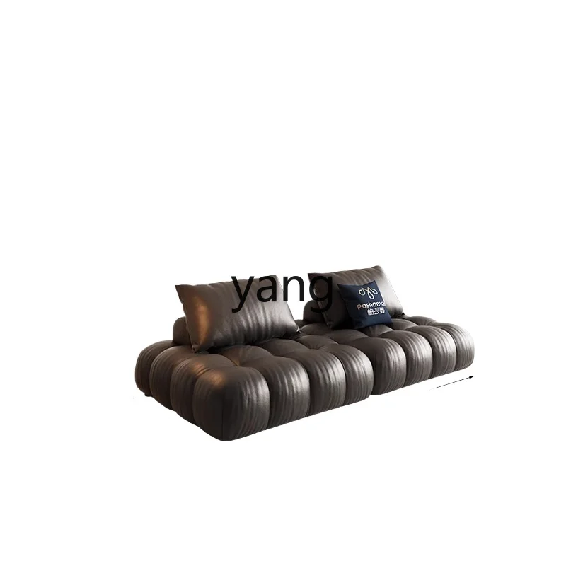 

Yjq Leather Sofa First Layer Cowhide Retro Style Living Room Creative Movable Module Combination Sofa