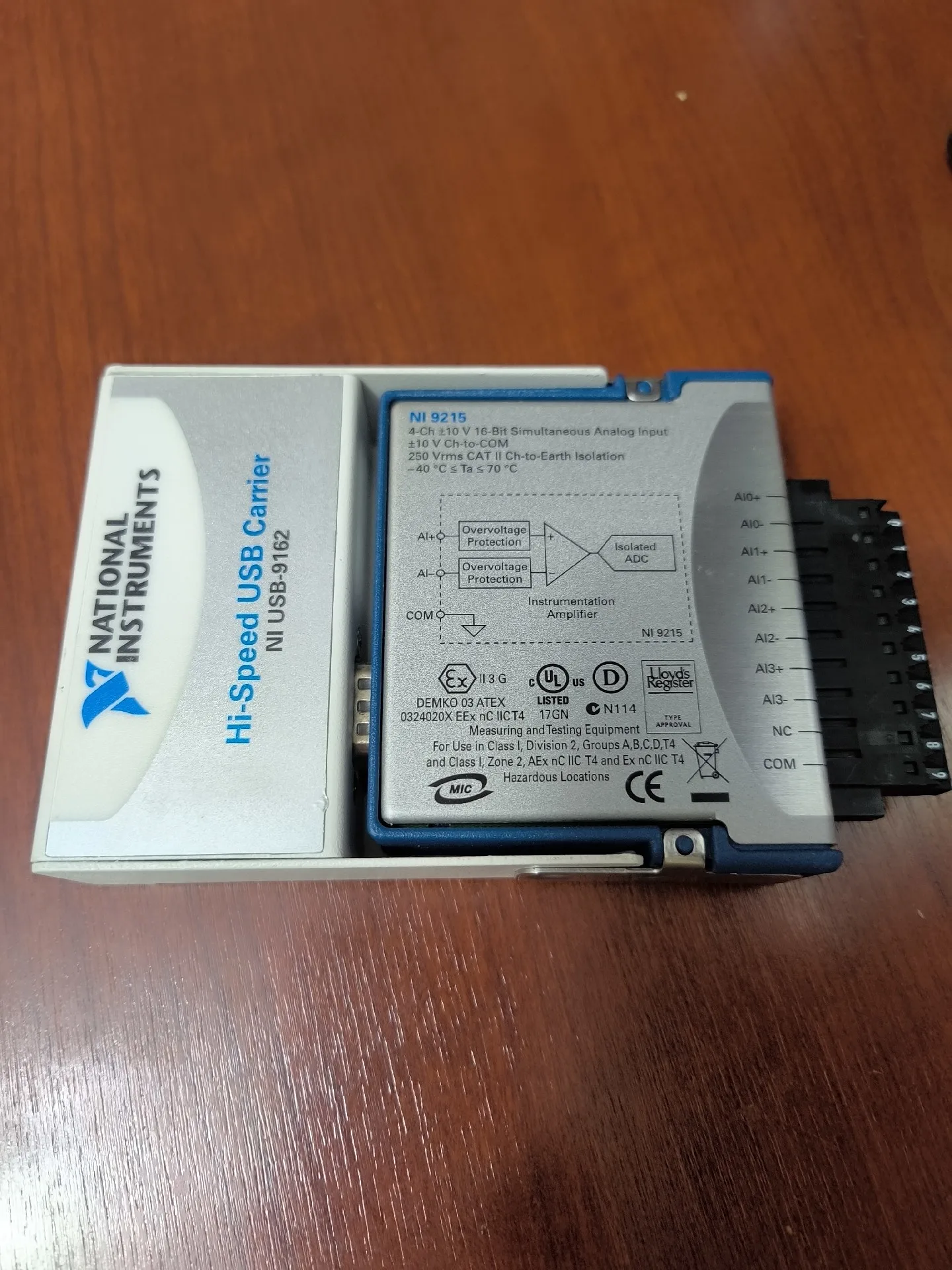 NI USB-9215 Data Collection Module, Physical Picture, With USB Cable And Driver