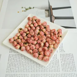 Drip Glue Pink Rose Diy Earring Material, Real Dry Flower Head Rose Jewelry Accessories