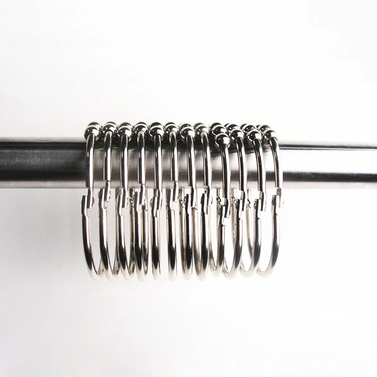

12Pcs Shower Curtain Hooks Wide Rustproof Stainless Steel Smooth Rolling 5-Ball Design for Heavy Liners Bright Nickel