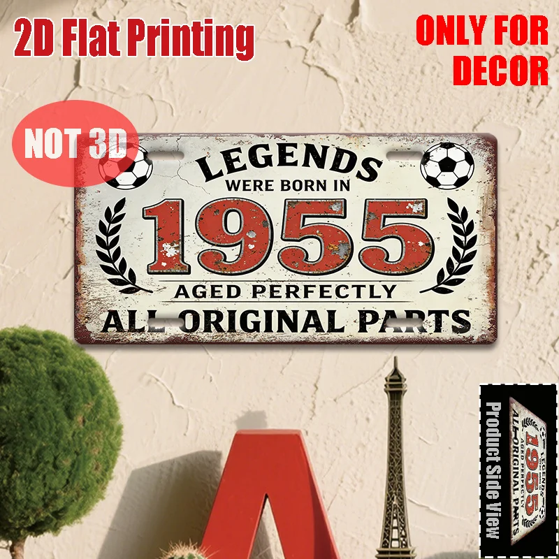 [2D Flat] Vintage Metal Sign | Legends Were Born In 1955, Aesthetic Boho Decor, Art Festival, Tulip Festival, Chill Vibes