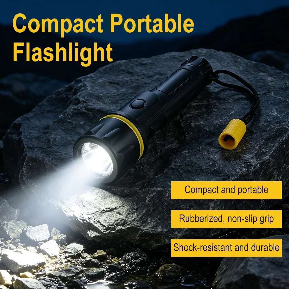 BORUiT Ultra‑light 3-LED Mini Flashlight AA Battery Operated Rubber Torches Spotlight Tough Waterproof Camping Emergency Torch