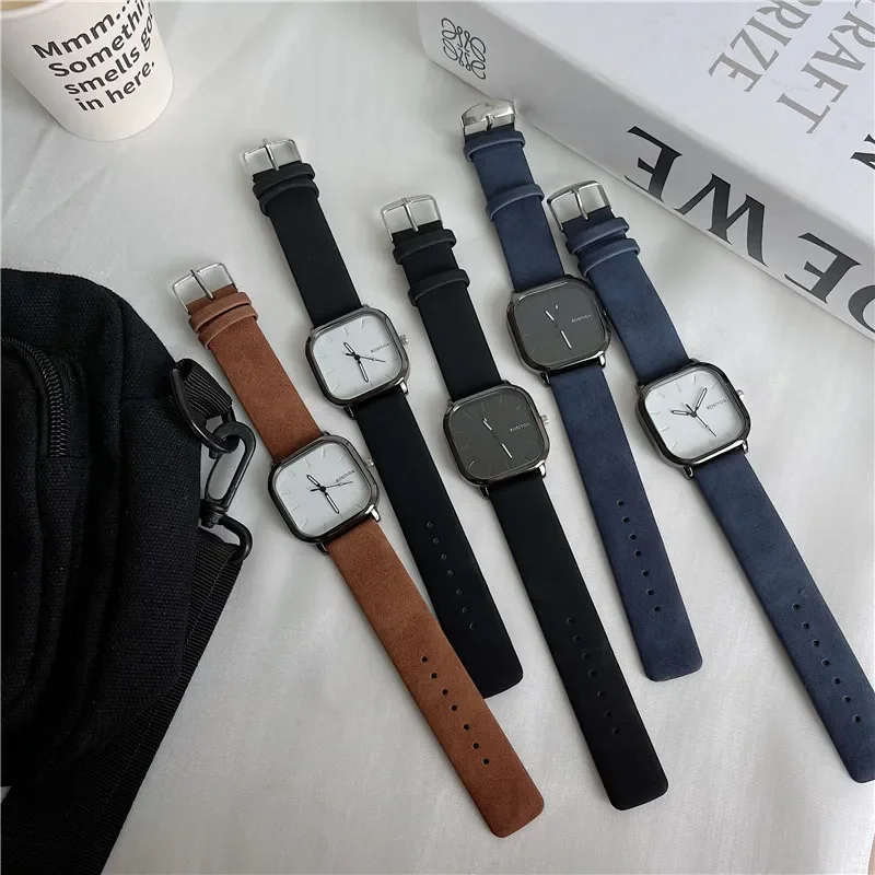 Mode quartz horloge vierkante wijzerplaat lederen heren zakelijk polshorloge zwart wit minimalistische luxe merkhorloges relogios masculino