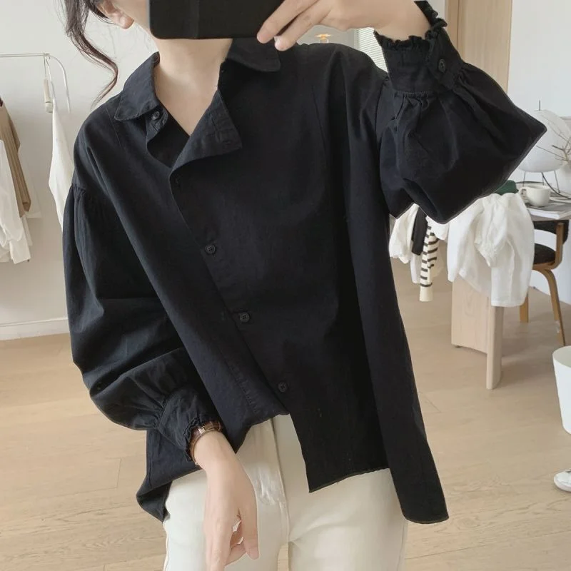 เสื้อเชิ้ตทรงหลวมสไตล์ลำลองสุดชิค รุ่นใหม่ปี 2025 แขนยาว ใส่สบาย