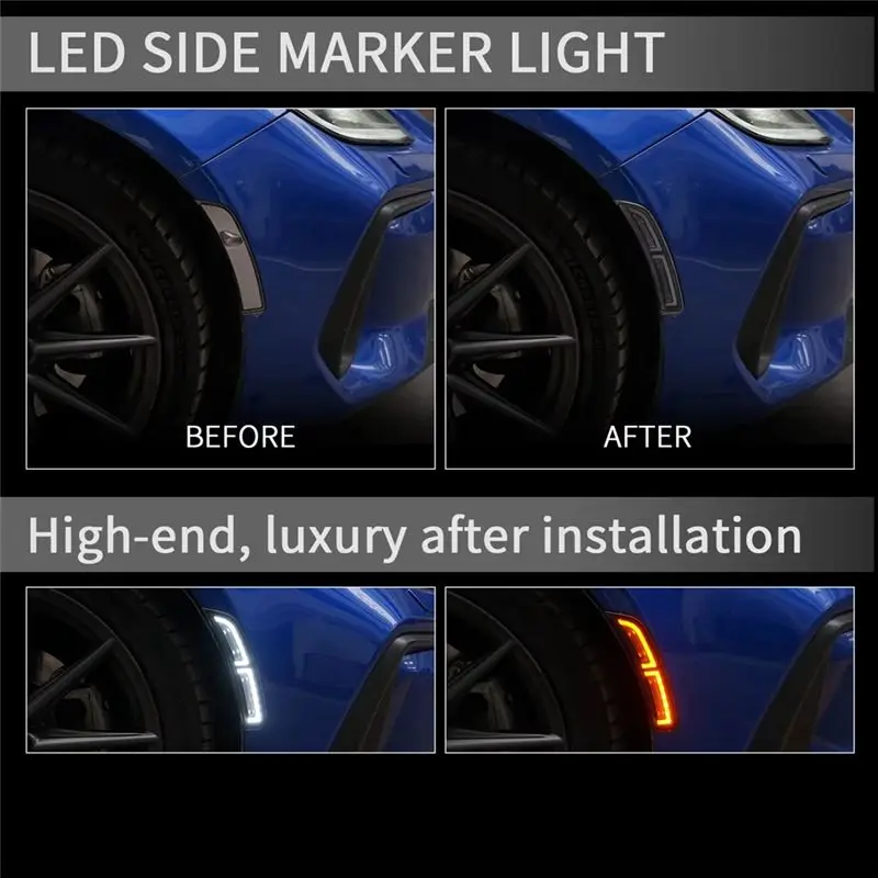 A60F-LED أضواء العلامات الجانبية الجمعية لتويوتا GR86 سوبارو BRZ 2022 2023 LED بدوره مصباح إشارة النهار تشغيل ضوء