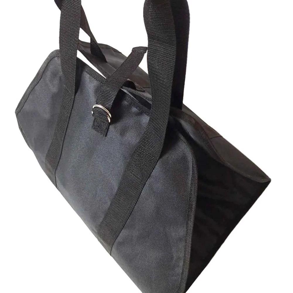 Black Waxed Canvas Carrier Easy Firewood Transport Bag Outdoor Transport Log Hauler Reinforced Stitching Tear-Resistant Fabric