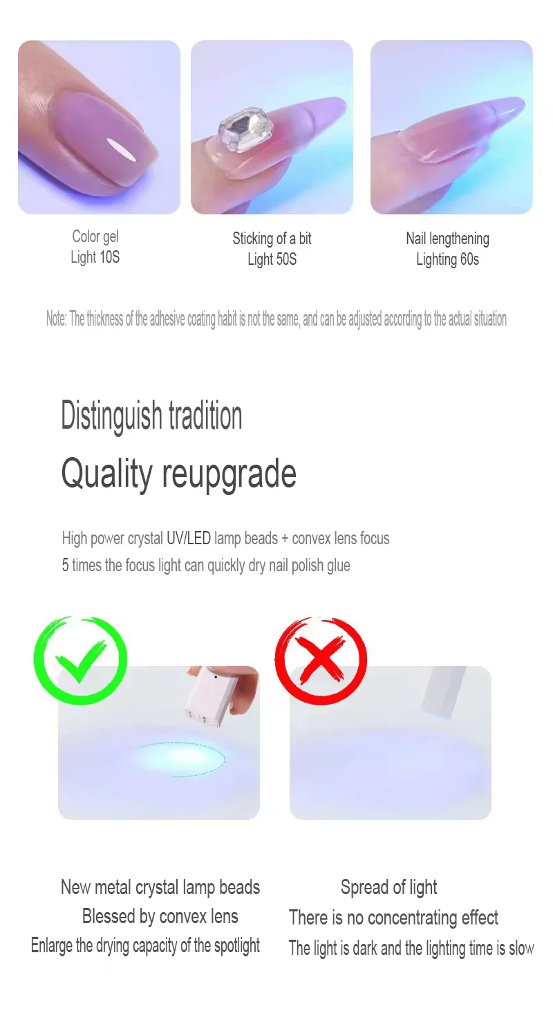 ポータブルハンドヘルドランペ UV LED 注ぐネイルアート 8 ワットネイル LED ランプジェルライト爪乾燥ポリッシュ