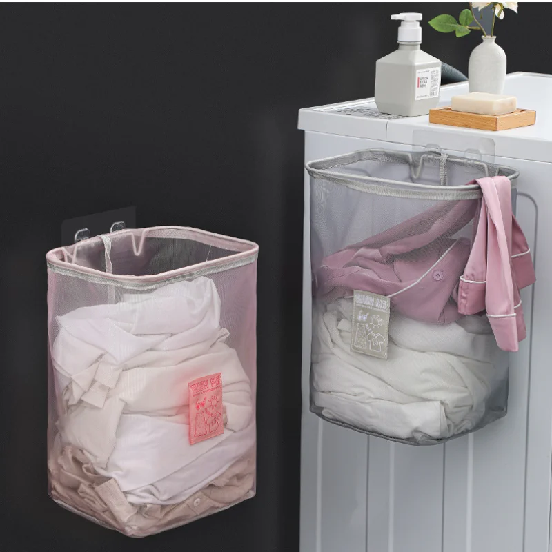 Creative Wall Mounted Breathable Laundry Basket Foldable Dirty Clothes Basket Bathroom Clothes Storage Baskets Laundry Organizer