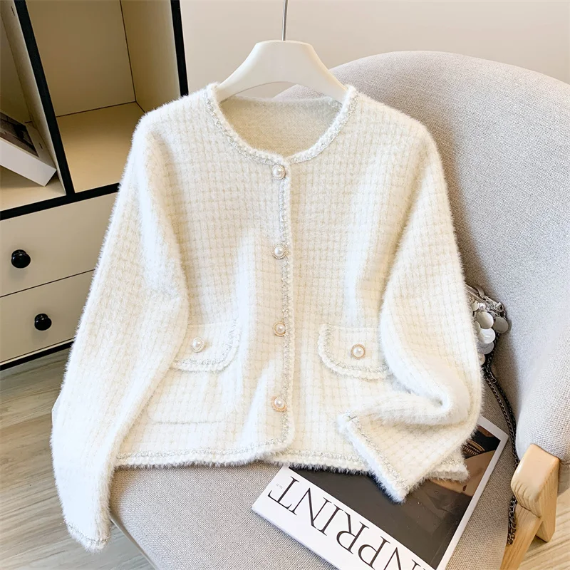 لينة محبوك ort Fem Jaet 2025 الخريف الشتاء جديد Sle فضفاض معطف الحلو ولطيف المنك تقليد معطف تخفيف Sle #1