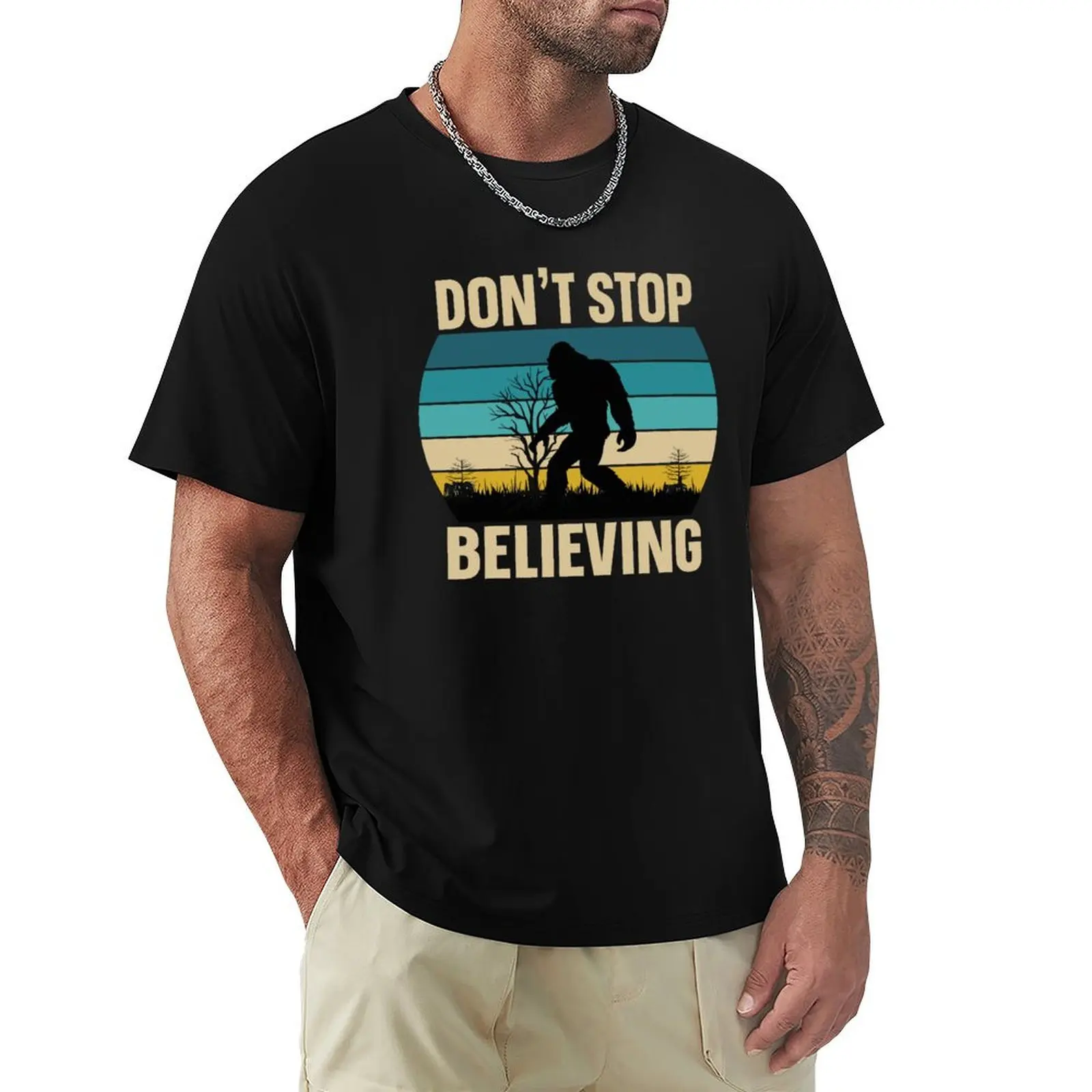 Don't Stop Believing - Bigfoot Saw Me But Nobody Believes Him T-Shirt for a boy designer shirts mens graphic t-shirts