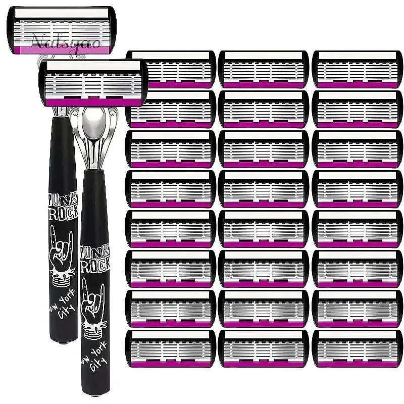 High Quality Men Safety Razor 6-Layer Germany Stainless Steel Blades Manual Shaver Replaceable Cutter Head