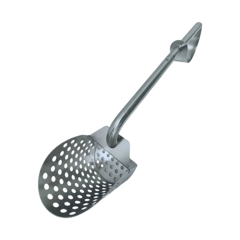 Beach Digging Sand Sifter Spade Tool with Perforated Basket, Stainless Steel Long Handle for Shell Collecting, Beach Searching