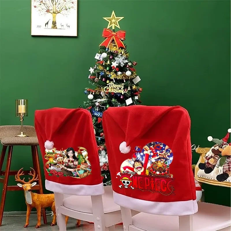 One Piece Christmas Chair Covers Zoro New Year Dinner Party Home Living Room Xmas Decor Cartoon Anime Graphic Print Cloth Covers