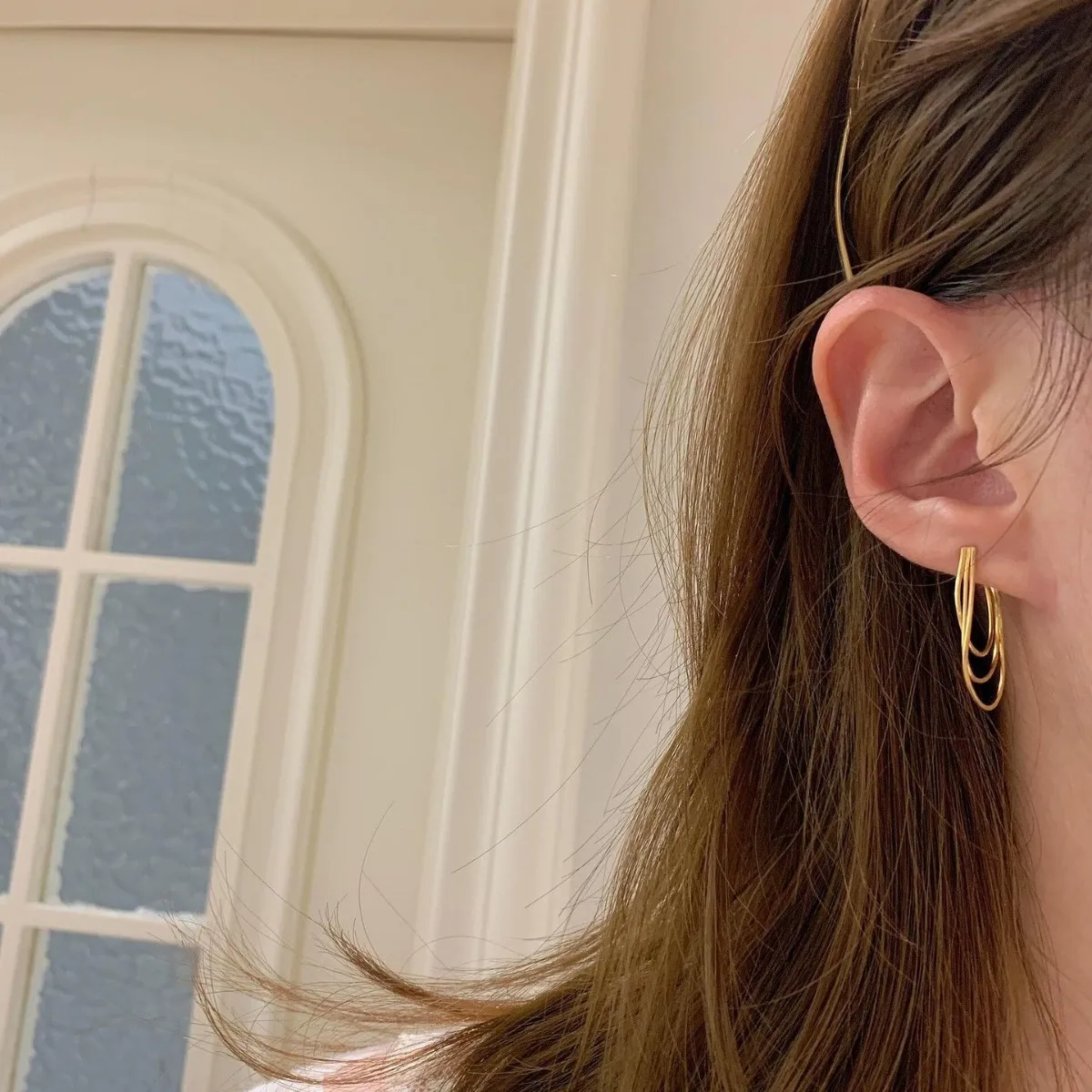 PANJBJ 925 Sterling Silver Three Floors Line Earrings For Women Snake Chain Office Tassel Versatile Jewelry Gifts Dropshipping