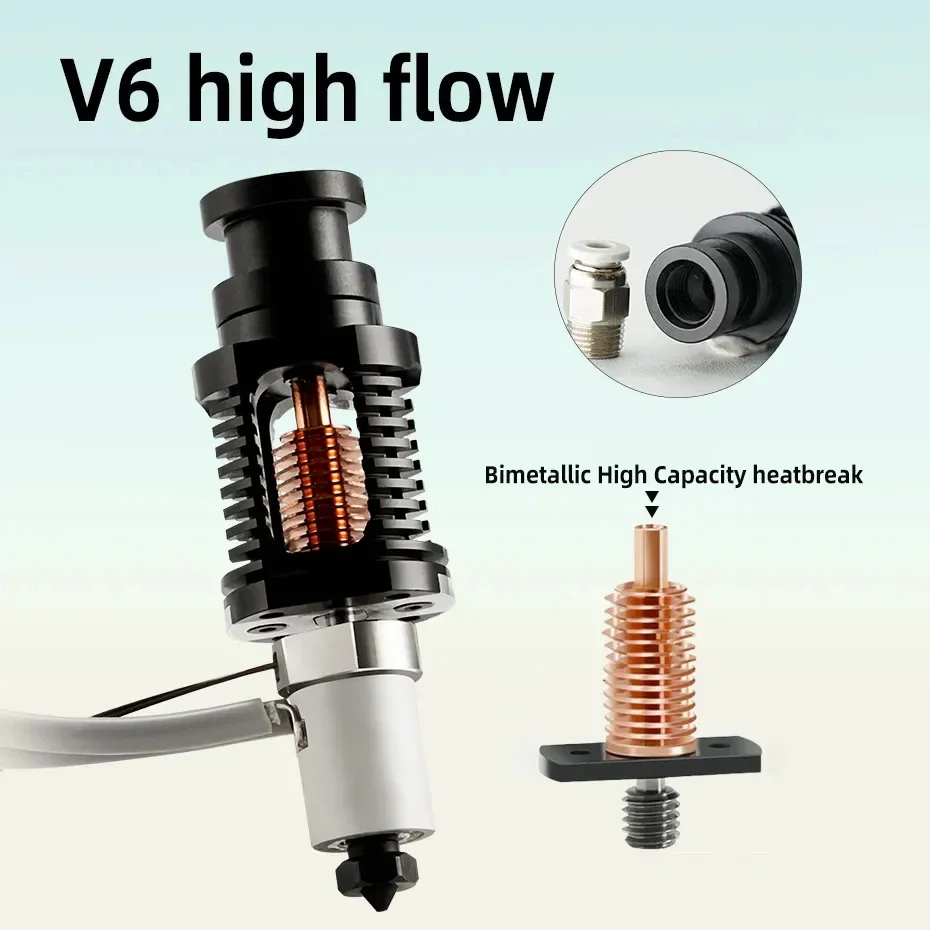 

V6 Hotend Kit MCH Керамический нагревательный сердечник Высокотемпературное нагревательное устройство 3 CR10 Prusa 3D-принтер Экструдер Комплект для печати