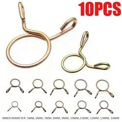10Pcs Air Tubing Hose Clamp Assortment Kit Fixed Spring Hoop 5-31MM Zinc Plated Pipe Clip