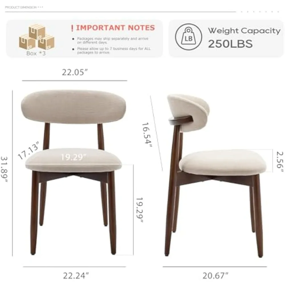 طقم كراسي طعام خشبية مكون من 6 قطع، كرسي غرفة طعام منجد من القماش الحديث، كراسي جانبية للمطبخ في المزرعة مع أوتاد للقدم، بيج #2