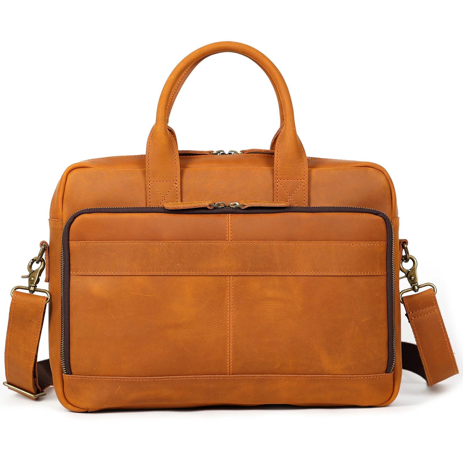 Vintage Echtleder Herren Aktentasche 15" Laptop-Tasche Arbeits- und Business-Herrentasche aus Crazy Horse Leder Schultertasche Handtasche – Detail 19