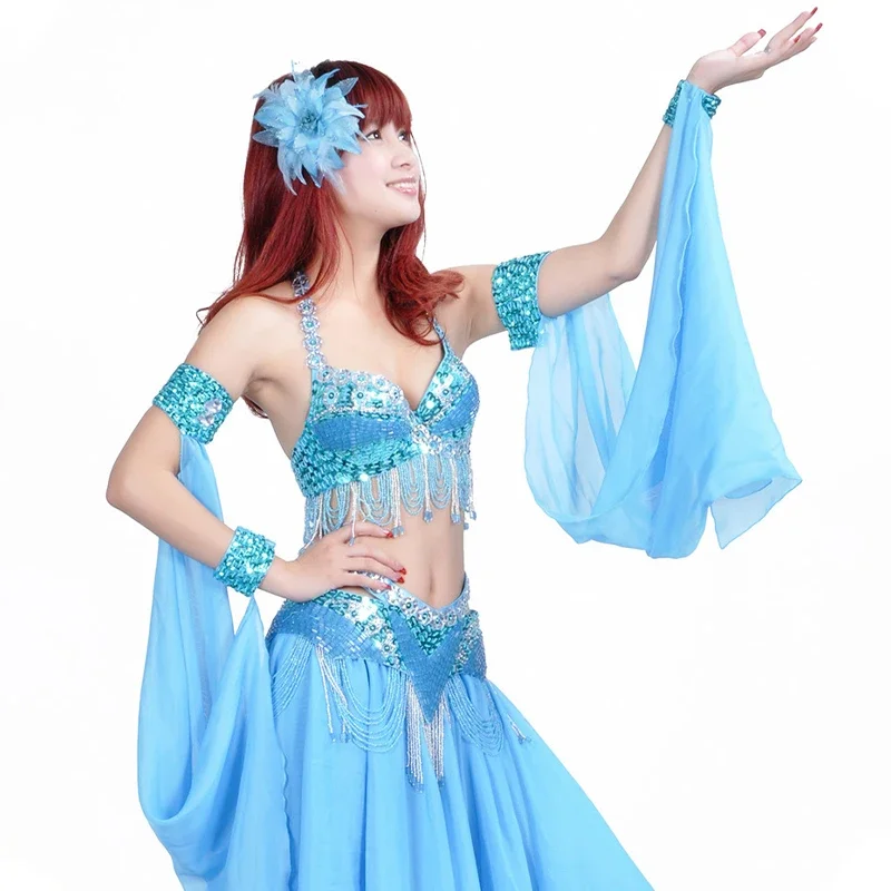 1 ชิ้นแขนแขนข้อมือปรับแหวนคู่ชีฟอง Belly Dance อุปกรณ์เสริมขายส่ง Sequins Armbands