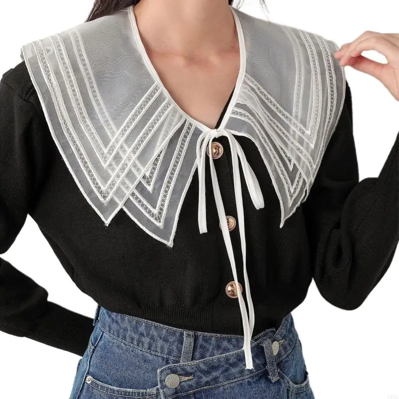 

15YC False Collar Detachable Embroidery Collar Decorative Neckline Dickey Collar