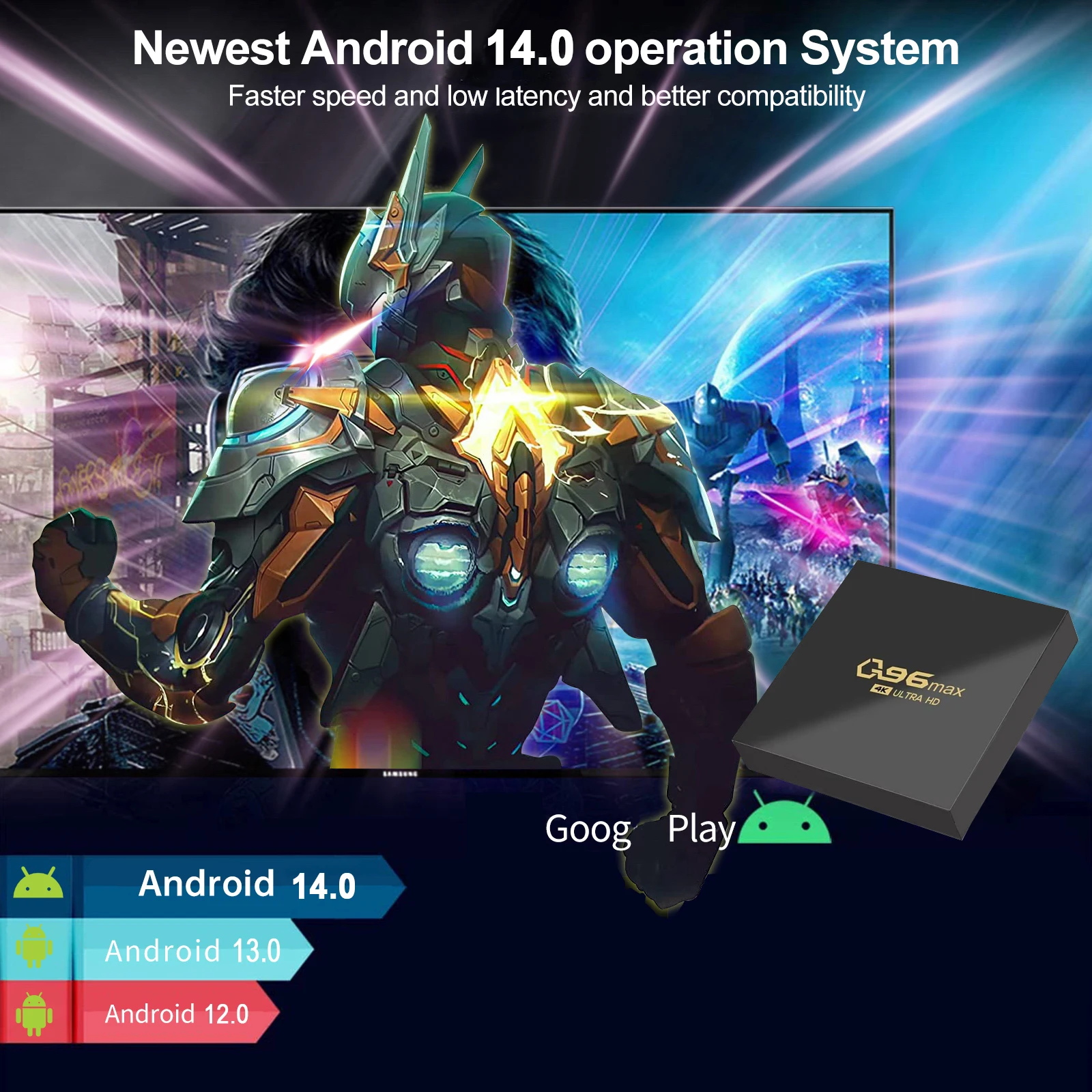 Android 14กล่องทีวีQ96 Max Allwinner H313 Quad Core 4G WIFI 3Dสมาร์ทMedia Player 4K 100M LANชุดกล่องด้านบน