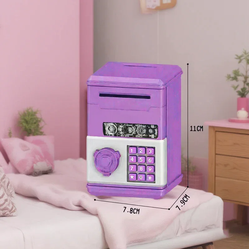 Automatic Mini Safe Coins Cash Saving Money Box Password Counter Code Key Lock Coin Bank ATM Child