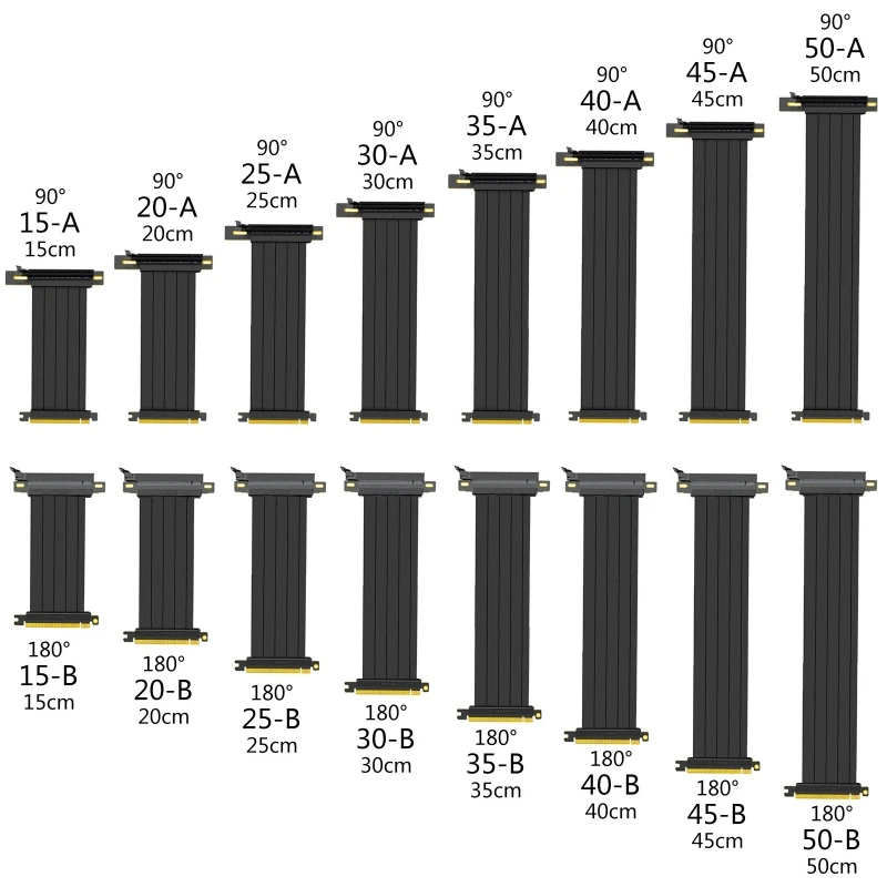 

90° 180° Graphics Card Extension Cable PCI for Express Riser Shielded Extender Full Speed PCIE X16 Riser Cable