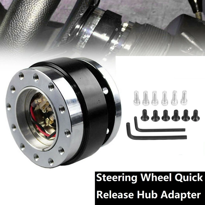 

Steering Wheel Hub Adapater,Universal 6 Hole Steering Wheel Quick Release Hub Adapter Snap Off Boss Kit