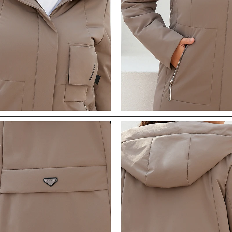 GASMAN-Chaqueta larga con capucha para mujer, abrigo informal de alta calidad, parkas, Primavera, 2022