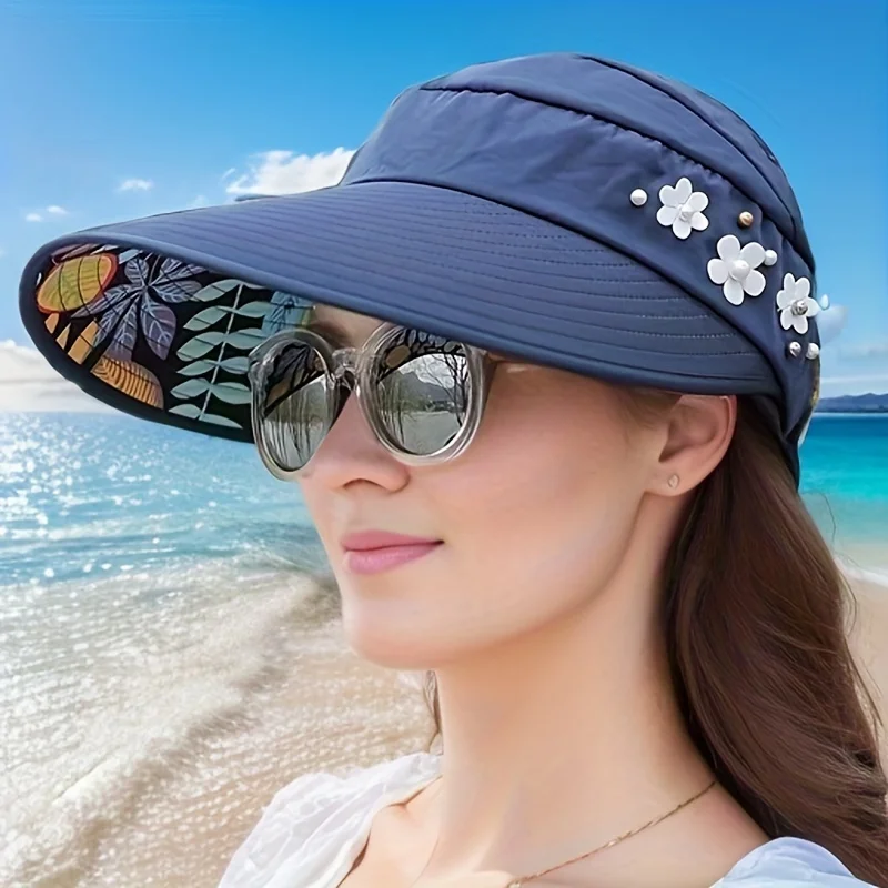1 piece of women's foldable empty top hat suitable for summer play, picnicking, outdoor sunshade, casual hat