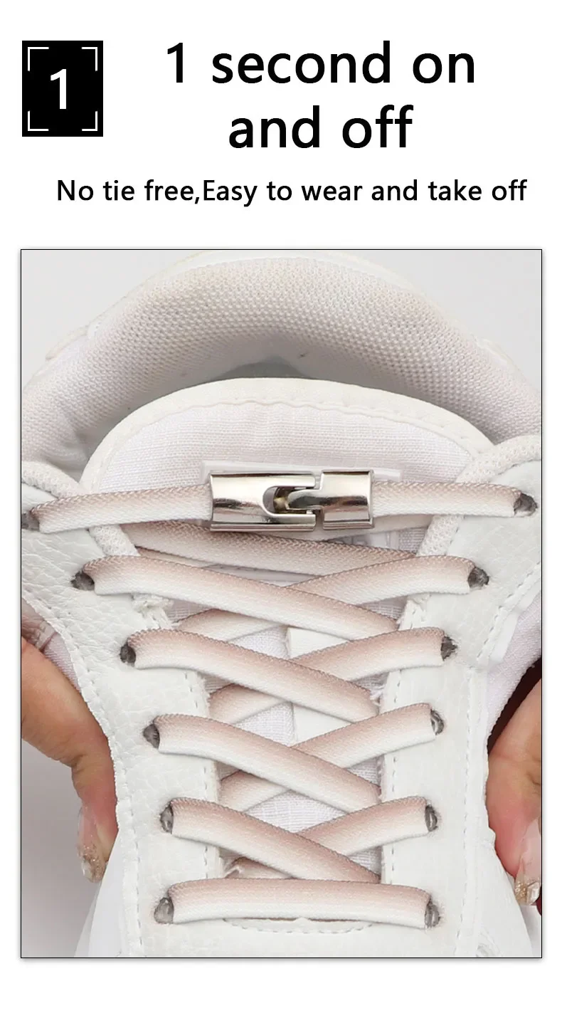 11 Farben Elastische Schnürsenkel für Sneaker, Flache Schnürsenkel ohne Binden, Metall-Kreuzverschluss, Bequeme Schnürsenkel, Gummiband, Unisex – Detail 4