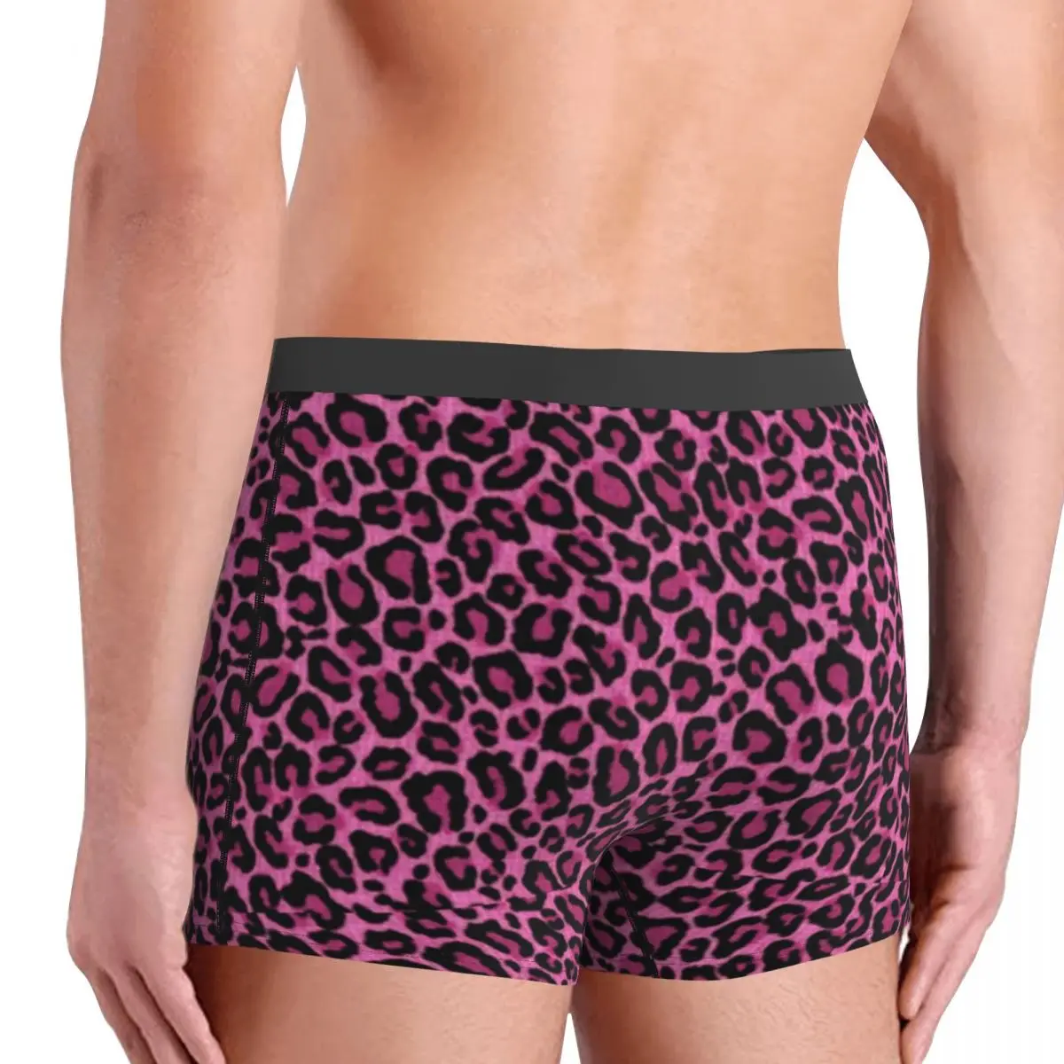 Funky Leopard Print Underwear Pink Black Spots Males Underpants Printing Comfortable Boxer Shorts Boxer Brief Plus Size 2XL