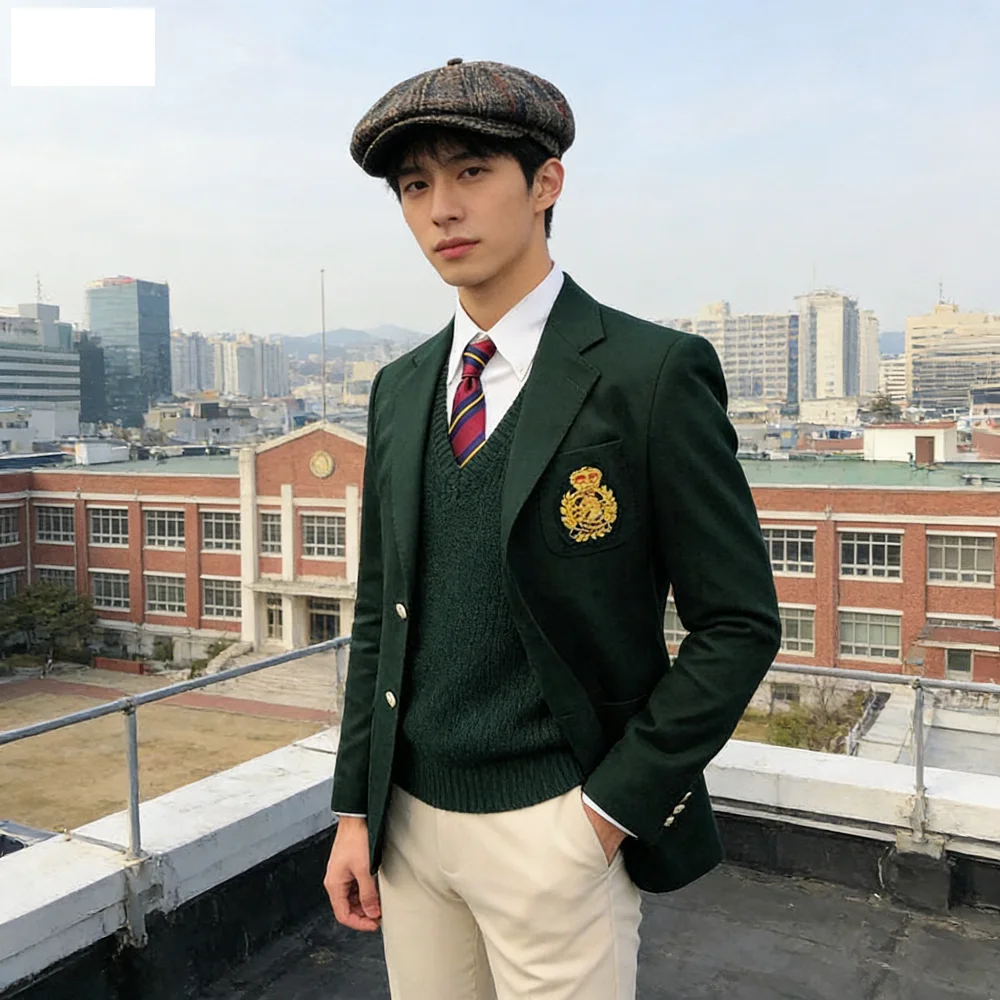 

Solid Men's Formal Blazer Unique Peak Lapel Single Breasted Tuxedo Jacket for Wedding Business Casual Male Fashion