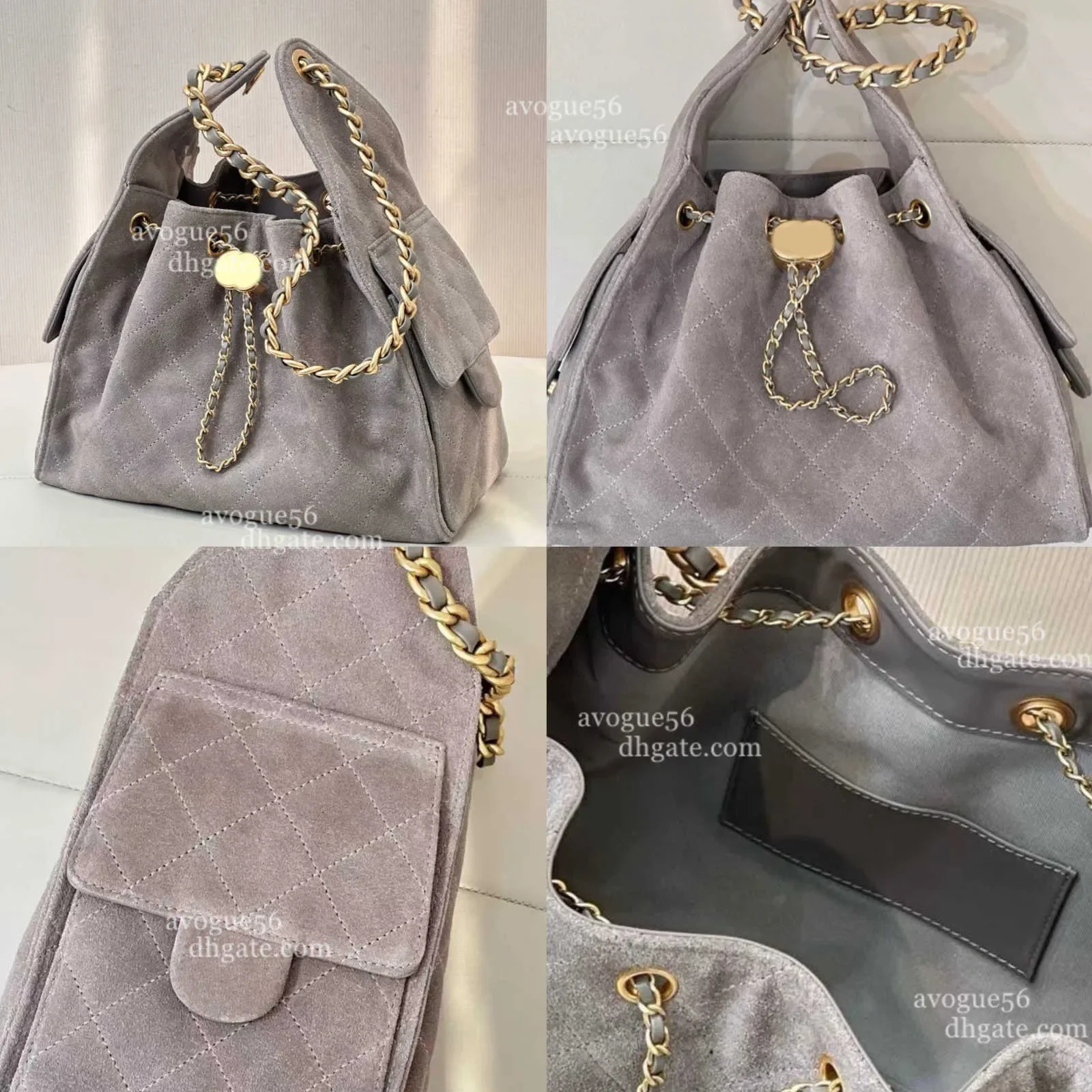 

Designer 25 Caviar Leather Drawstring Bucket Hobo Underarm suede homeless Shoulder Bag Diamond Lattice Quilted Matelasse Chain H