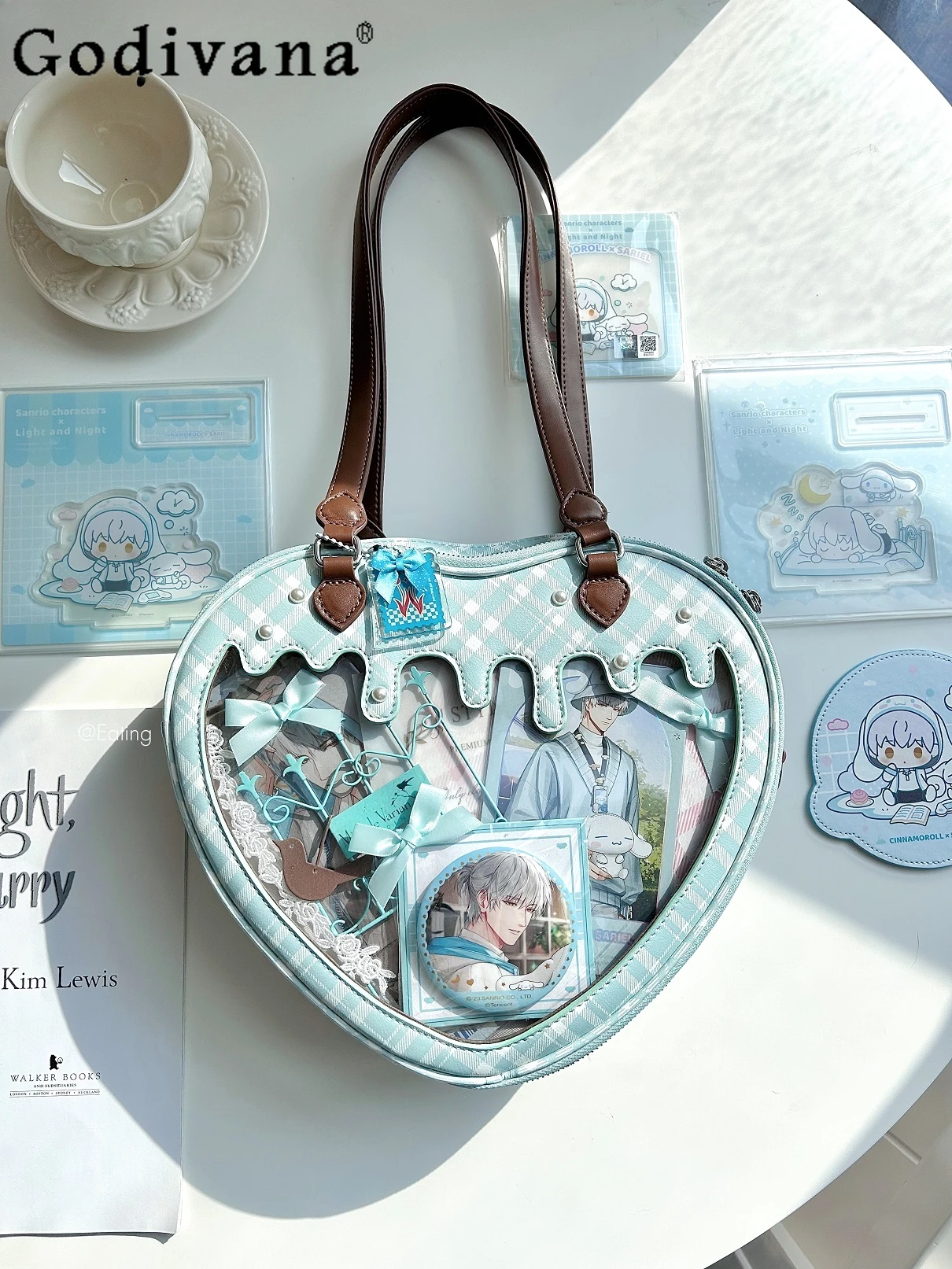 Original Lolita sweet girl pain bag ins Japanese soft girl messenger bag love shape macaron color daily versatile shoulder bags