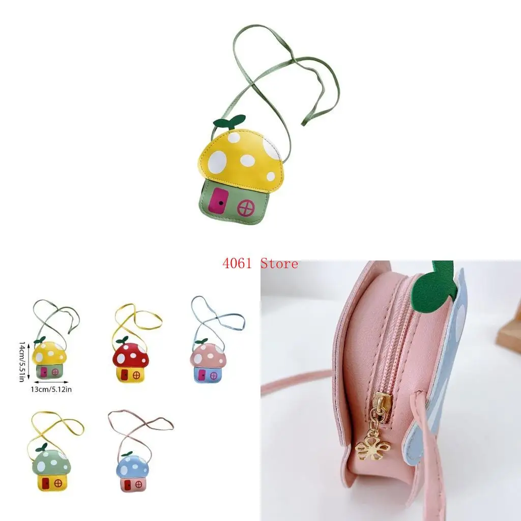 

Modern Mushroom Designs Kids Bag Lightweight PU Leather Shoulder Bag Satchlel with Adjustable Strap
