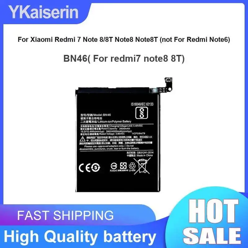 4200Mah Mobile Phone Battery Replaceable For Xiaomi Redmi 7 Note 8 8T Note8 Note8t Not Note6 BN46 Redmi7