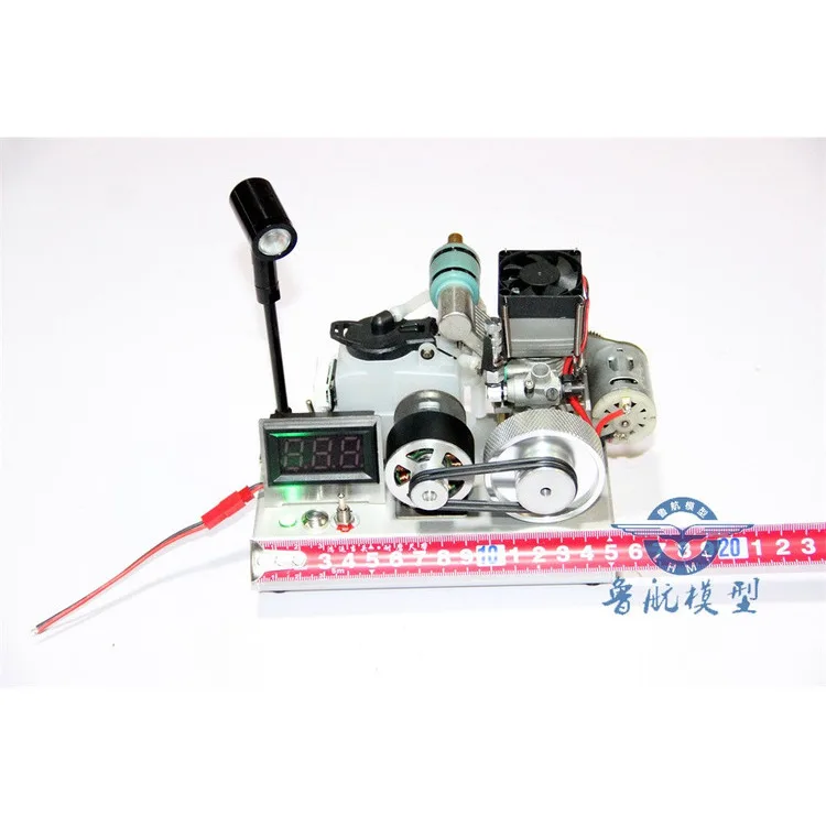 Driebladige 12-traps methanolmotor omgezet in een generator, mini-starter, 12V-motor, USB-uitgang 5V