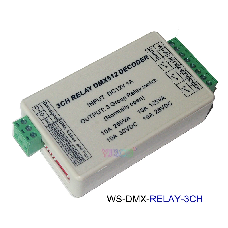 12V DC XRL RJ45 DMX512 relè Dimmer relè interruttore 3CH/4CH/6CH/8CH/12CH/16CH LED DMX 512 Controller per lampada a led