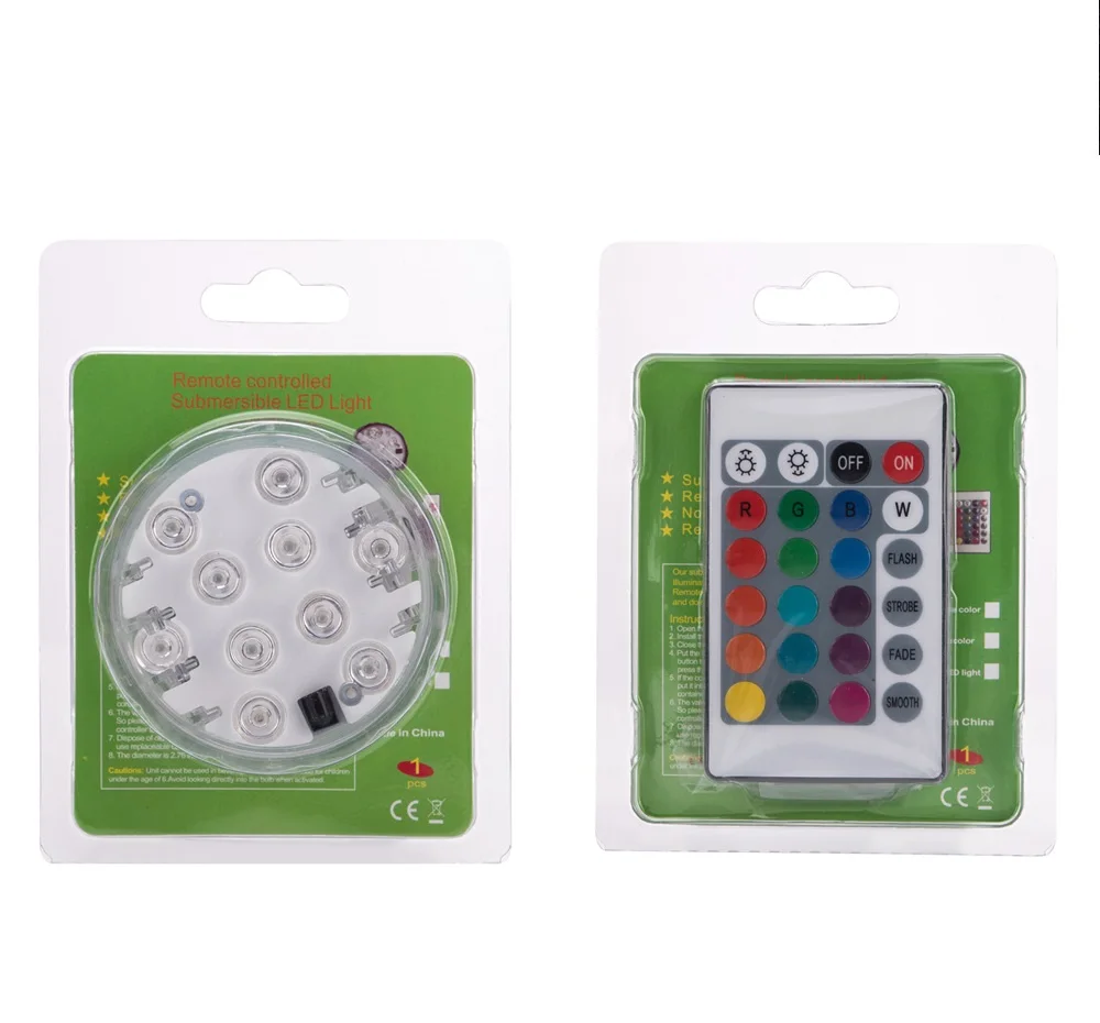 Led submarine Light RGB 10 LEDS remote control USB  Pool Light IP68 waterproof lamp