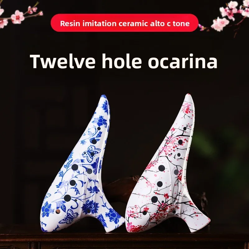 Ocarina de 12 Orificios para Principiantes, Estudiantes y Profesionales, Tono AC, Flauta de Cerámica, Fácil de Aprender, Instrumento Musical, Práctica Musical Escolar