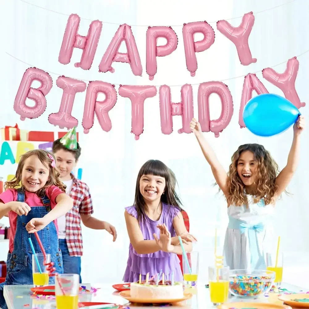 Goldblaue Happy Birthday Ballons 16 Zoll Folien-Buchstaben Geburtstagsbanner Girlande für Mädchen Jungen Kinder Erwachsene Geburtstagsdekoration – Detail 3