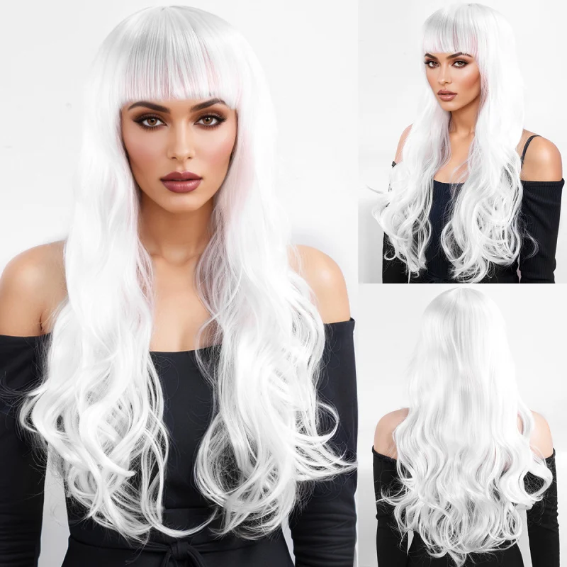 

White Long Wave Synthetic Girls Cosplay Costume Halloween Party Wig
