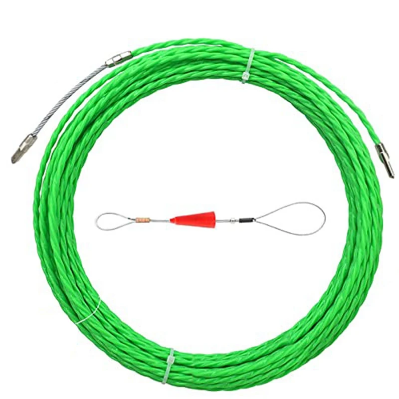 1Set Fish Tape Cable Puller Kit 4.5Mm PET Electrical Cable Puller 10M 33Ft Green Through Wall Wire Guide Device Threader