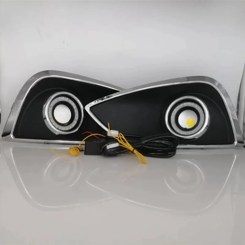 LED Fog Lights Assembly For Hyundai IX35 2010  2011 2012  Dual Color Angel Eye Daytime Running Lights Fog Lamp Accessories Kits
