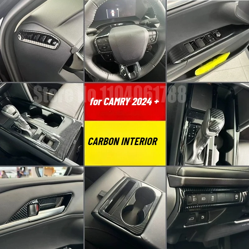 

Подходит для Toyota Camry 2024 2025 9TH GEN ABS из углеродного волокна, крышка центральной консоли, коврик для панели переключения передач, дверная ручка, наклейка на чашу