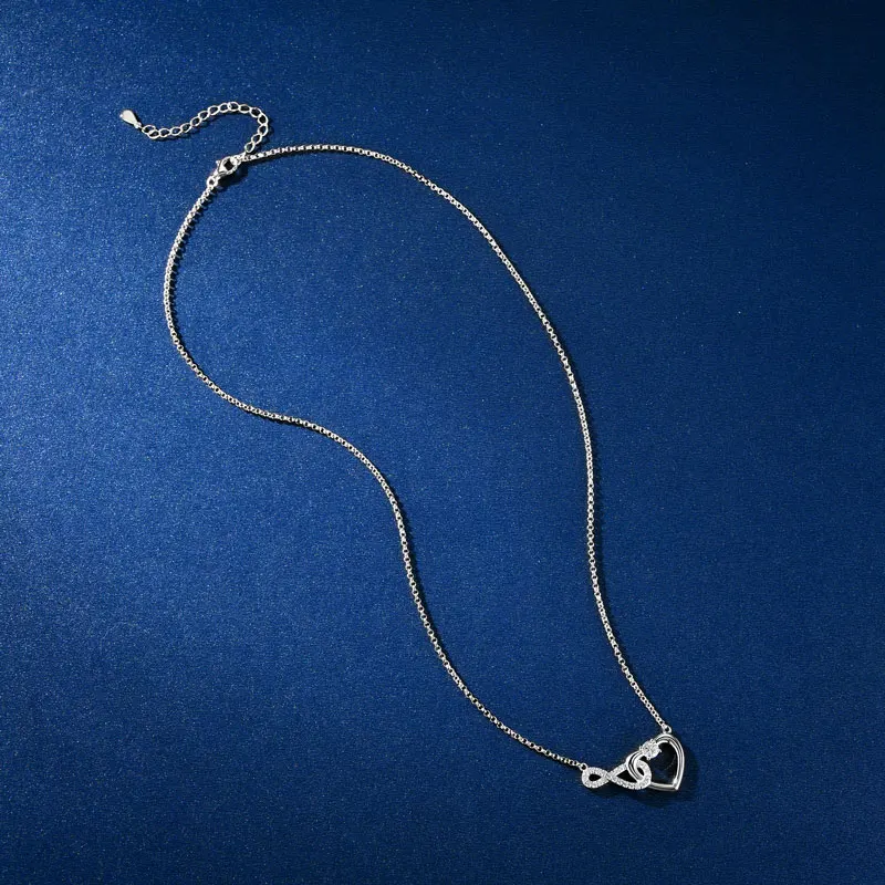 IOGOU 4 مللي متر و 1.3 مللي متر إنفينيتي على شكل قلب جميع مويسانيتي قلادة قلادة للنساء ريال 925 الفضة الزفاف الحب مجوهرات حفلة هدية