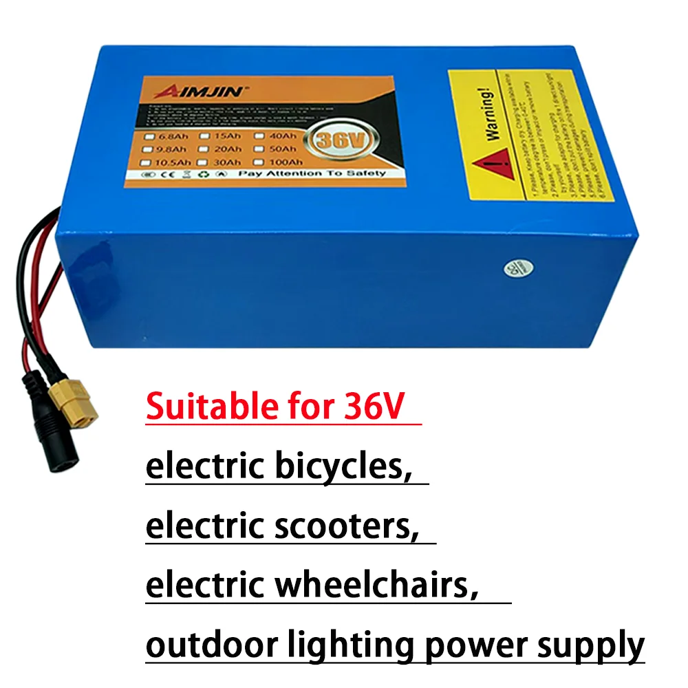 2026 10s5p 36v 15Ah 18650 high-power rechargeable lithium battery XT60,DC,XT30 + charger, used for electric motorcycles,bicycle