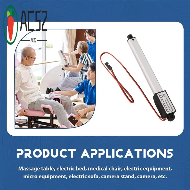 

AC52-DC 12V Waterproof IP54 Mini Linear Actuator 100 Mm Stroke Electric Linear Motor Window Opener 30 Mm/S Speed